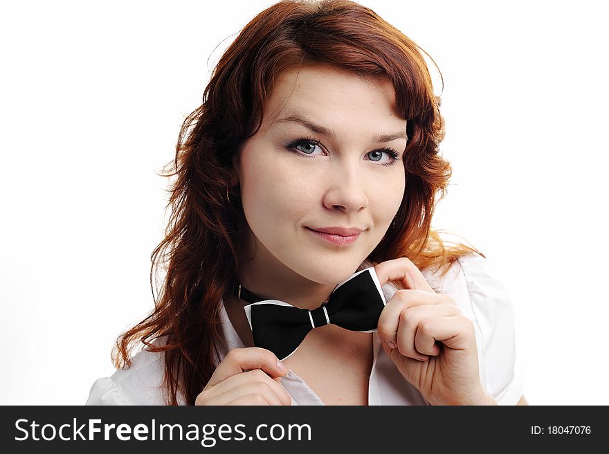 An image of a nice young woman with a butterfly. An image of a nice young woman with a butterfly