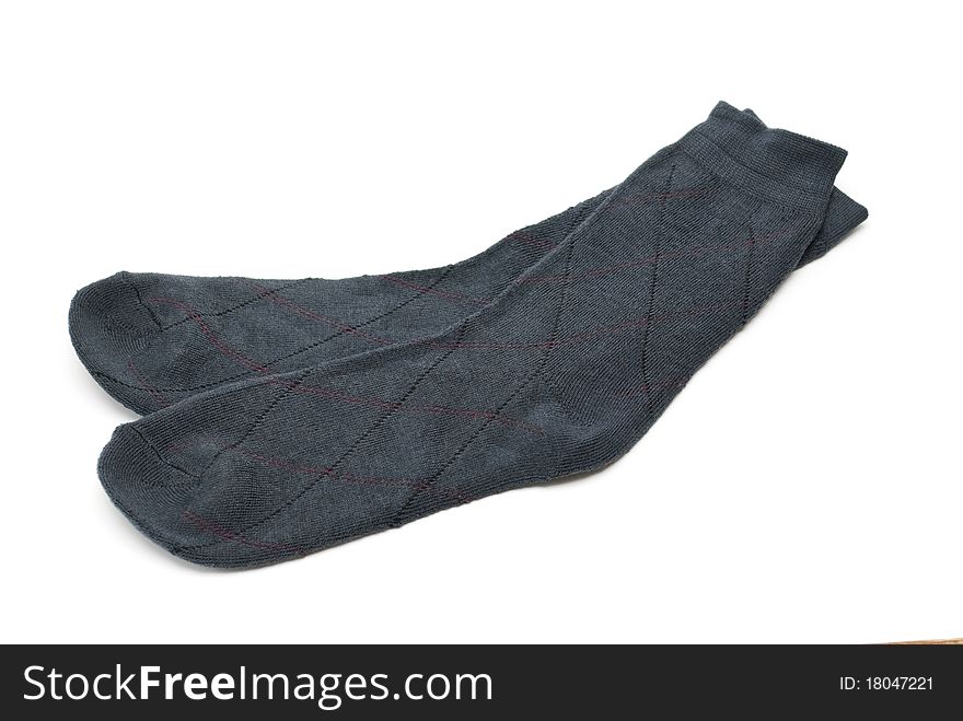 Grey socks with a white background isolated