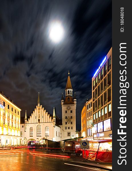 Old City Hall in Munich at night