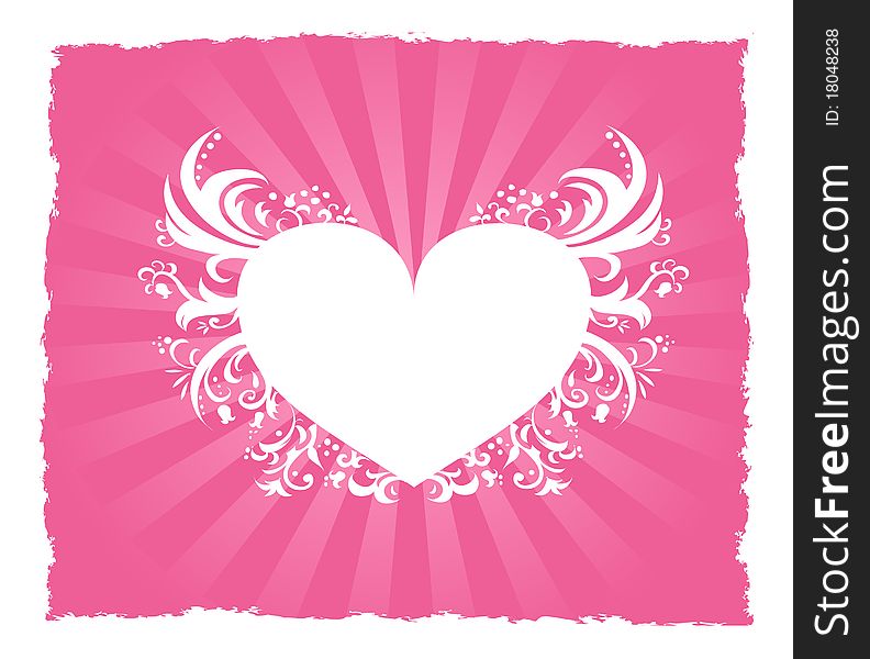 Valentine s Day pink heart postcard