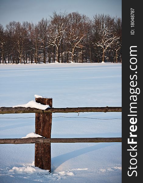 Winter snow landscape and enclosure, peace feeling