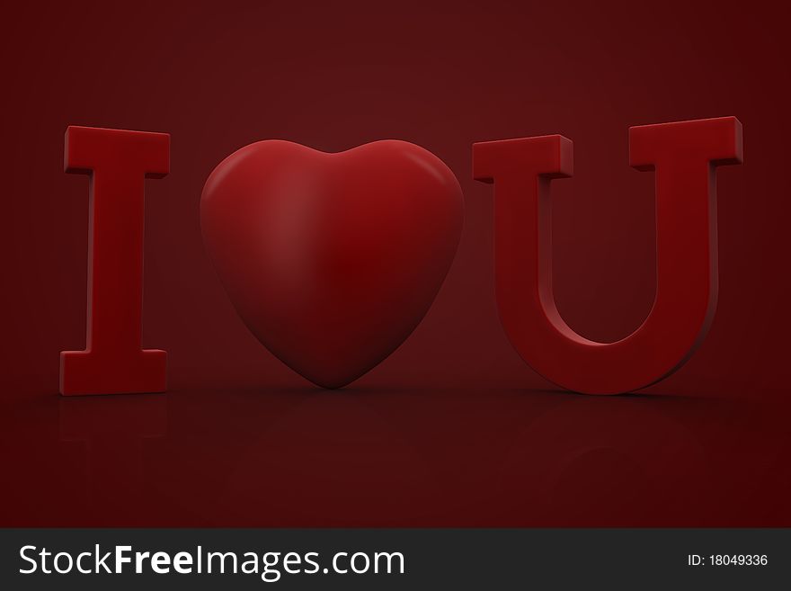 High quality 3d image of I love you valentine's day card