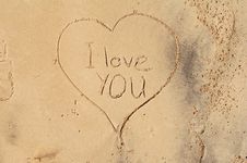 I Love You, In The Sand Stock Photo