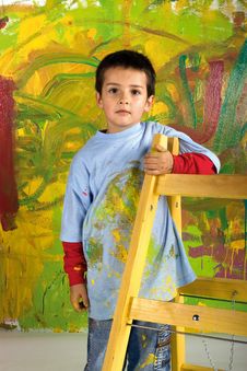 Little Boy On Ladder Stock Image Little Boy On Ladder Stock Image