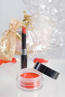 Red Lipstick And Blush, Royalty Free Stock Photos Red Lipstick And Blush, Royalty Free Stock Photos