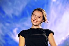 Romantic Girl With The Sky Over Background Royalty Free Stock Images Romantic Girl With The Sky Over Background Royalty Free Stock Images