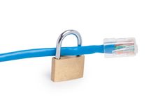 Ethernet Cable With A Padlock Royalty Free Stock Images