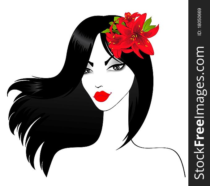 Girl with beautiful flowers.beautiful illustration for a design