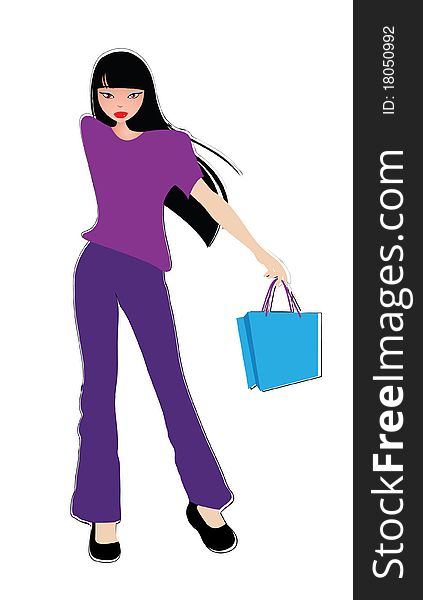 Vector fashion female shopping 1