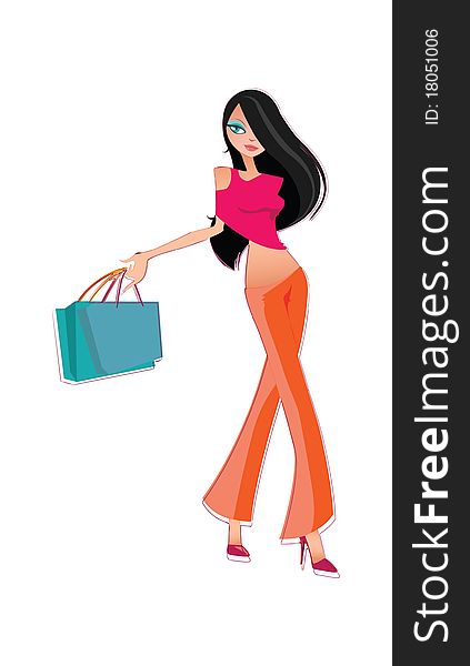 Vector fashion female shopping illustration for multiply use. Vector fashion female shopping illustration for multiply use.