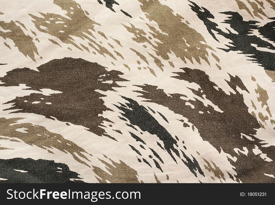 The brown camouflage pattern on cloth