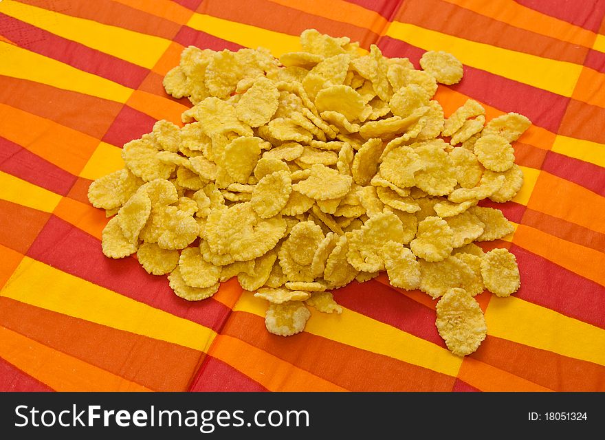 Cornflakes  on a color napkin