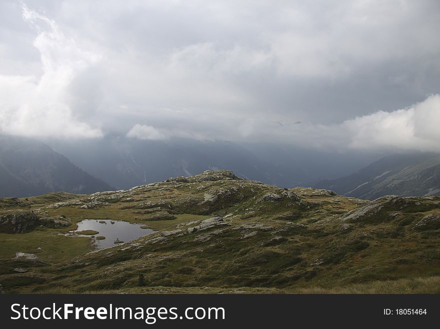 Site of the refuge of the white lake, the national park of the vanoise, the department of Savoy, France. Site of the refuge of the white lake, the national park of the vanoise, the department of Savoy, France