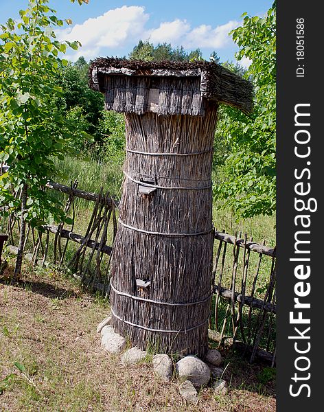 Hive made of straw for bees. Rural tourism. Hive made of straw for bees. Rural tourism.