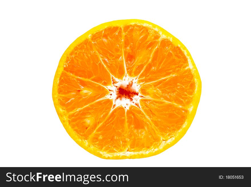 Orange slice close over white background. Orange slice close over white background