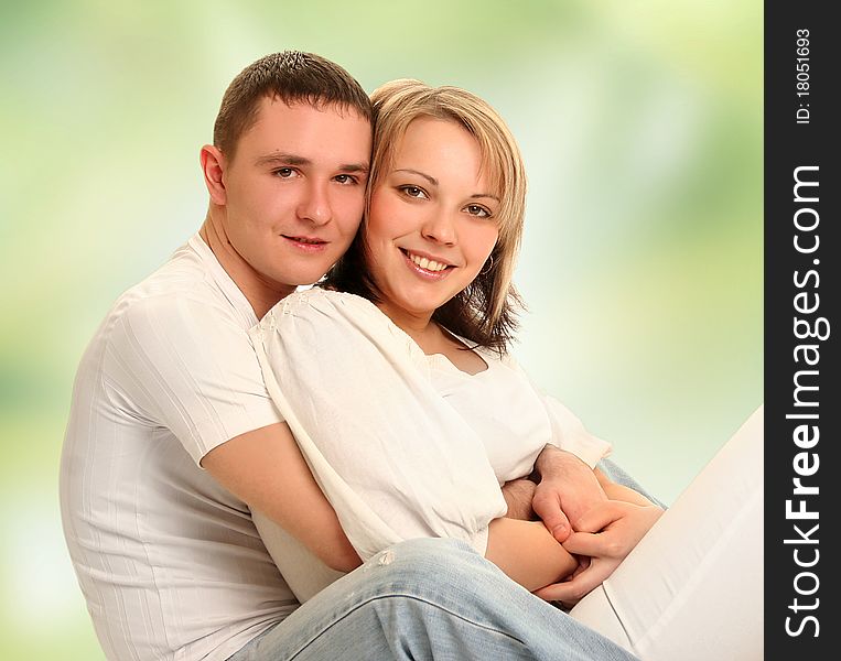 Beautiful young couple on white. Beautiful young couple on white
