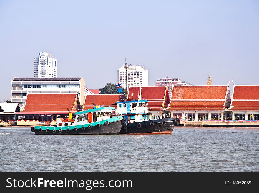 Transport boat in Chao Phraya River Thailand.