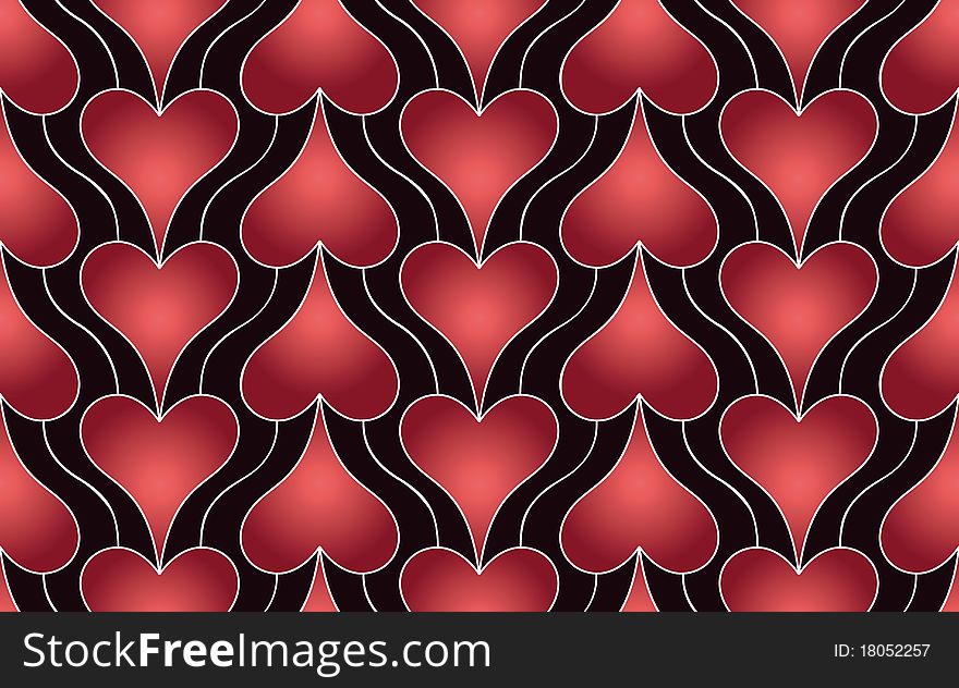 Red hearts on chocolate background. Red hearts on chocolate background