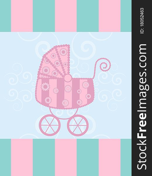 Baby arrival announcement card on blue background. Baby arrival announcement card on blue background