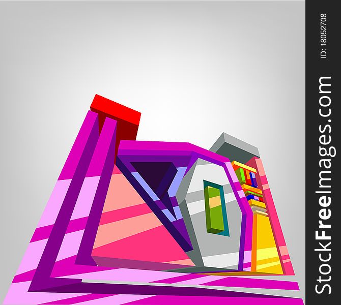 Colorful abstraction with 3d elements