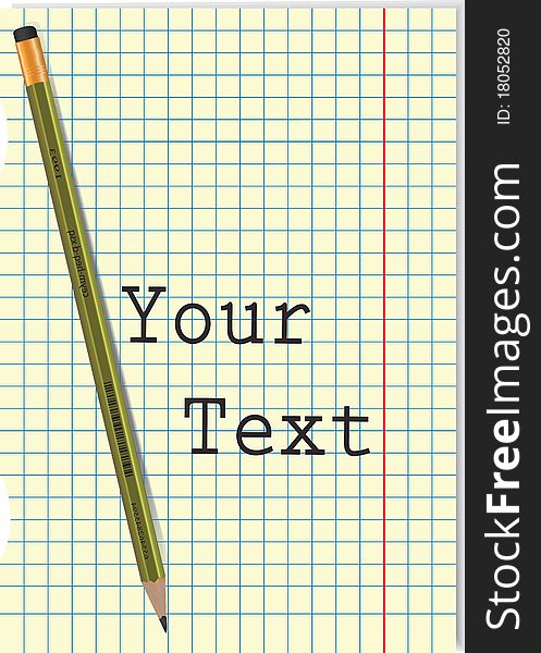 Vector of a pencil and a blank sheet of paper ready for your own text.