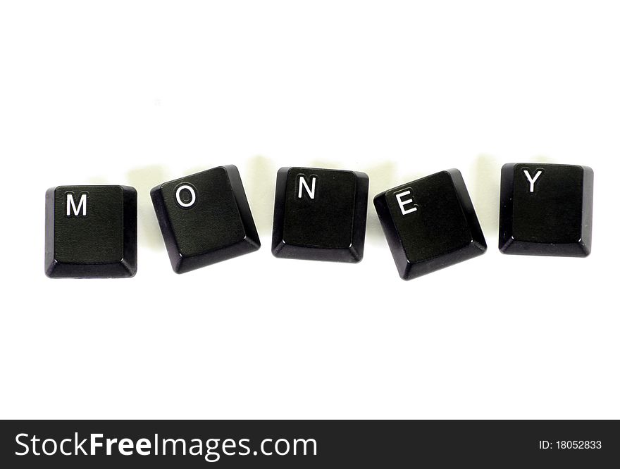 Black computer button that says money