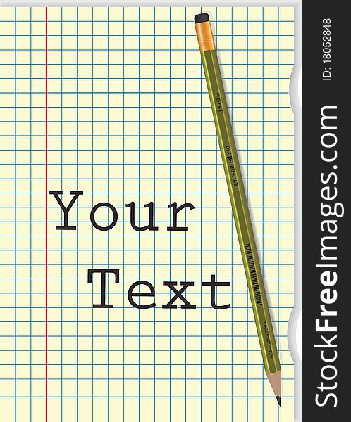 Vector of a pencil and a blank sheet of paper ready for your own text.