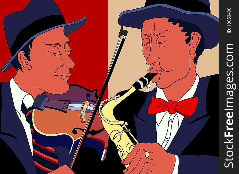 Vector illustration of two musician