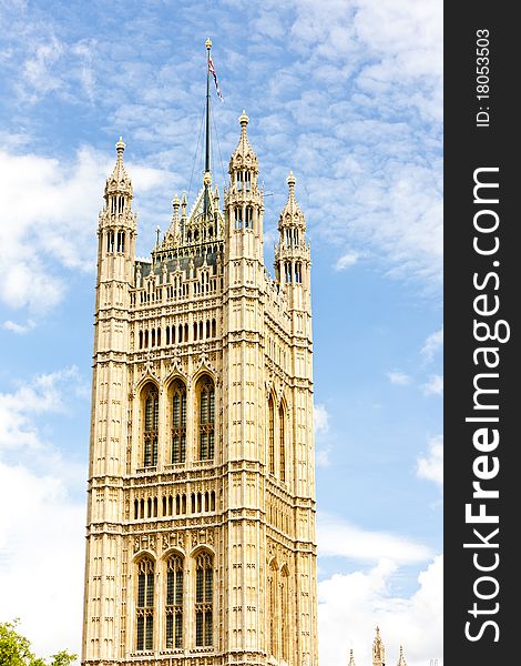 Victoria Tower of Westminster Palace, London, Great Britain