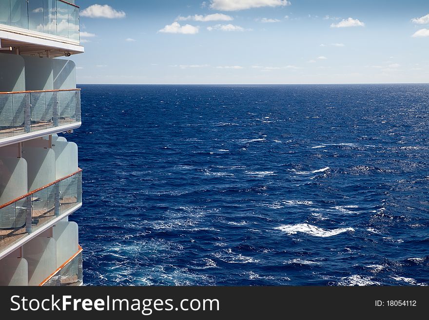 View of the Caribbean Sea from the deck of a Cruise Ship