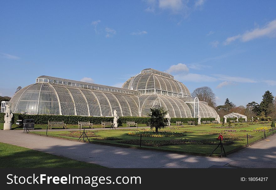 The famous palm house is situated in the kew gardens near london. The famous palm house is situated in the kew gardens near london