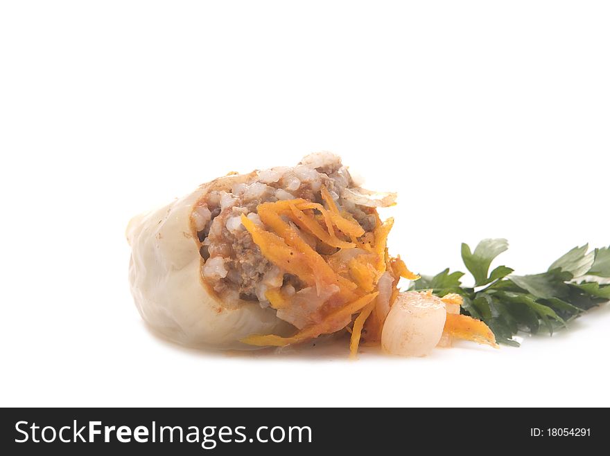 Stuffed pepper with meat and carrot