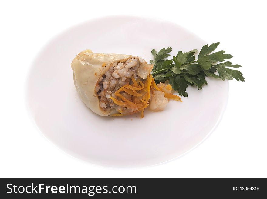 Stuffed pepper with meat and carrot