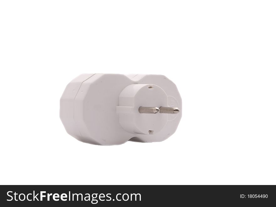 Double electric for the socket on a white background. Double electric for the socket on a white background