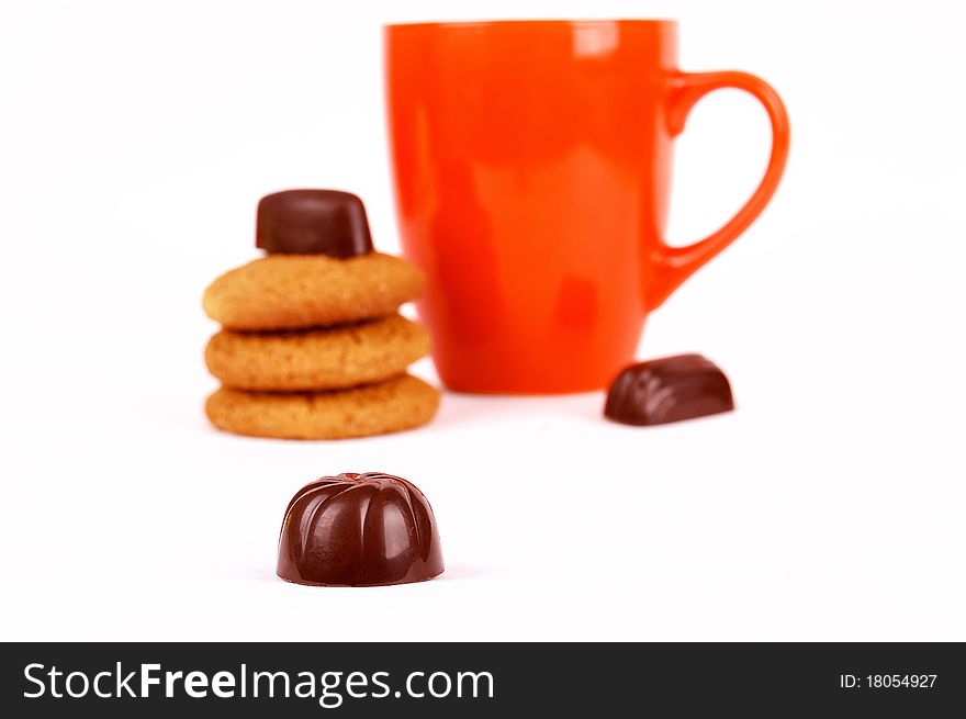 Cups for tea on a white background