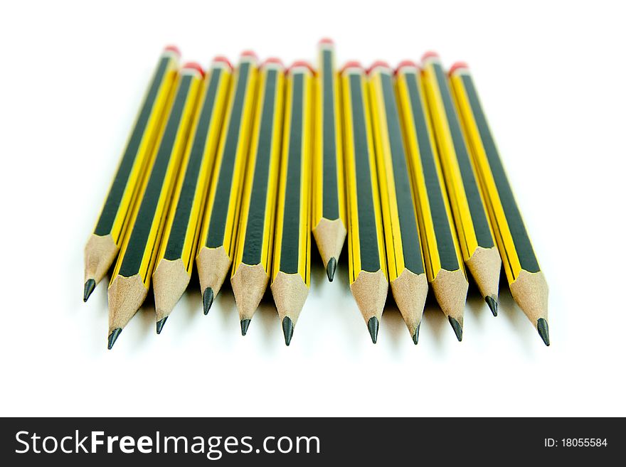 Group of pencils on white background