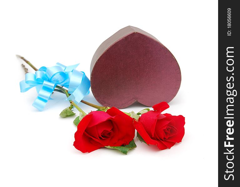 Rose with dark colors on a valentine box
