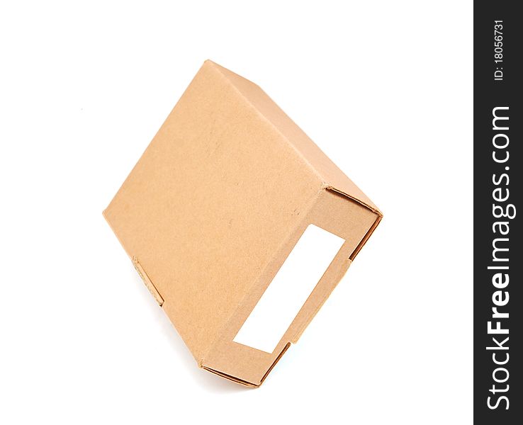 Close up of carton box on white background with clipping path