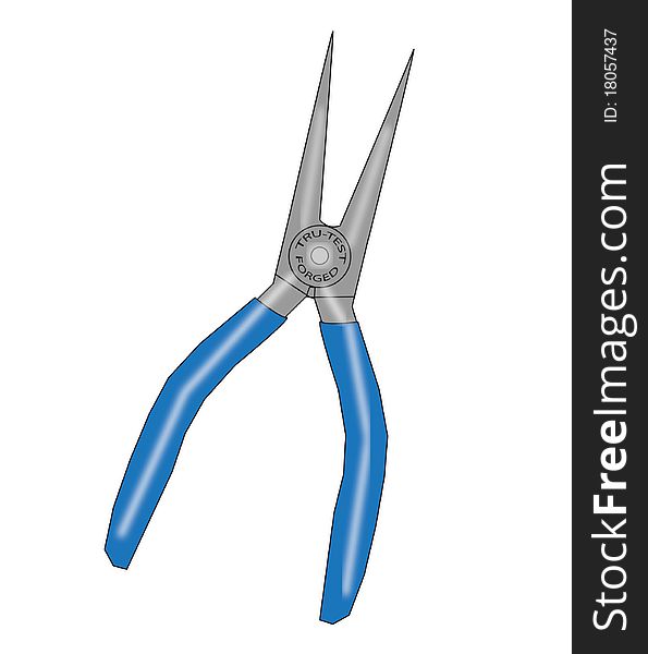 Blue handled metal needle nosed pliers