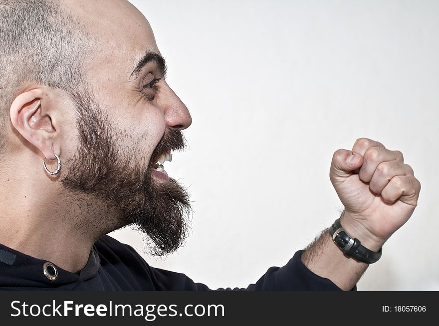 Happy man with a white background