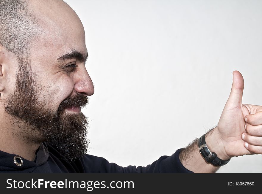 Happy man with a white background