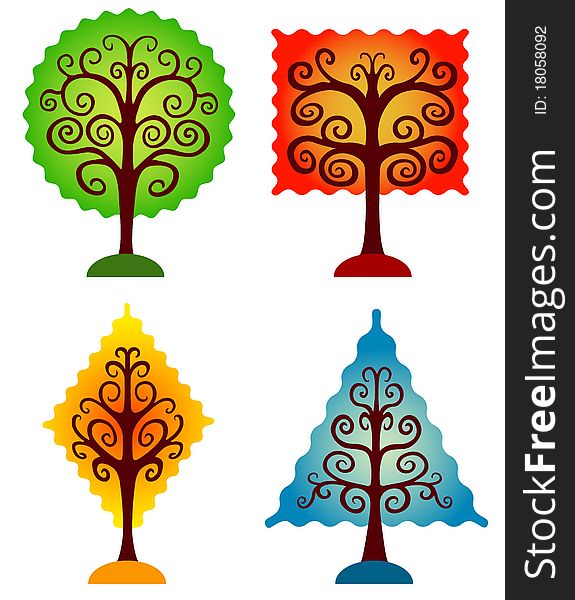 Set of geometrical trees.