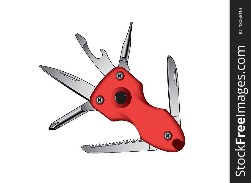 Red Swiss Army Style Tool with various Tools. Red Swiss Army Style Tool with various Tools