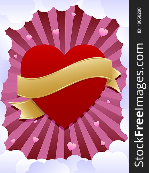 An illustration of a Valentine's day background with pink and red hearts floating in the clouds. An illustration of a Valentine's day background with pink and red hearts floating in the clouds.
