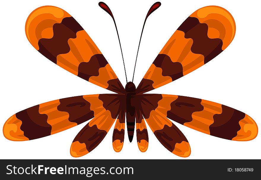 Illustration of isolated a beautiful butterfly on white