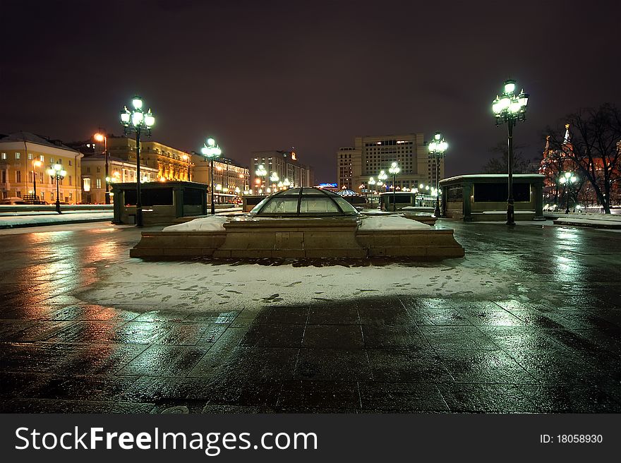 Manege Square winter's night, Moscow, Russia