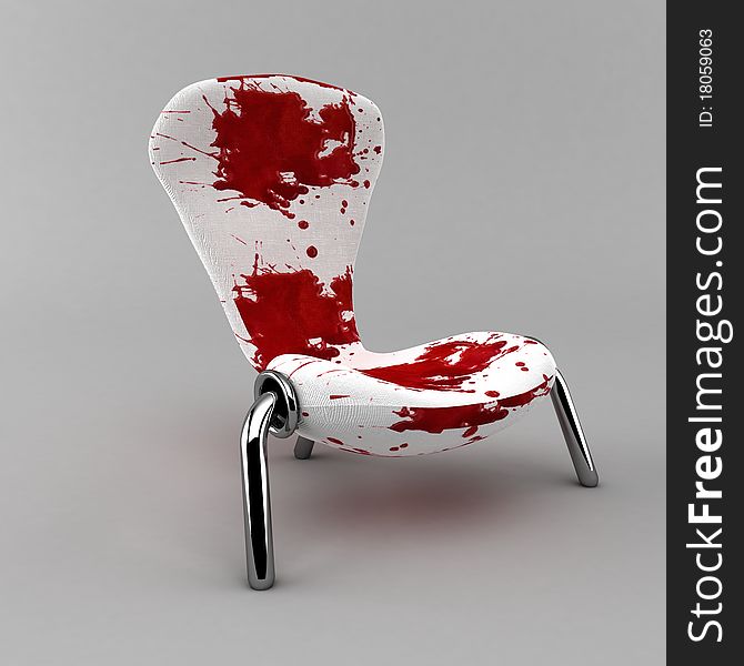 Red paint chair at the grey background. Red paint chair at the grey background