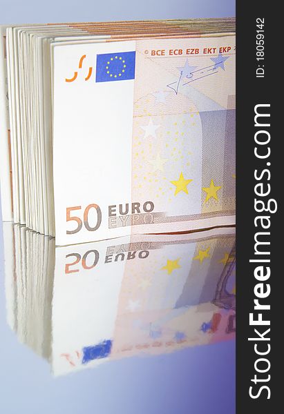 Picture of 50 euros notes. Picture of 50 euros notes.