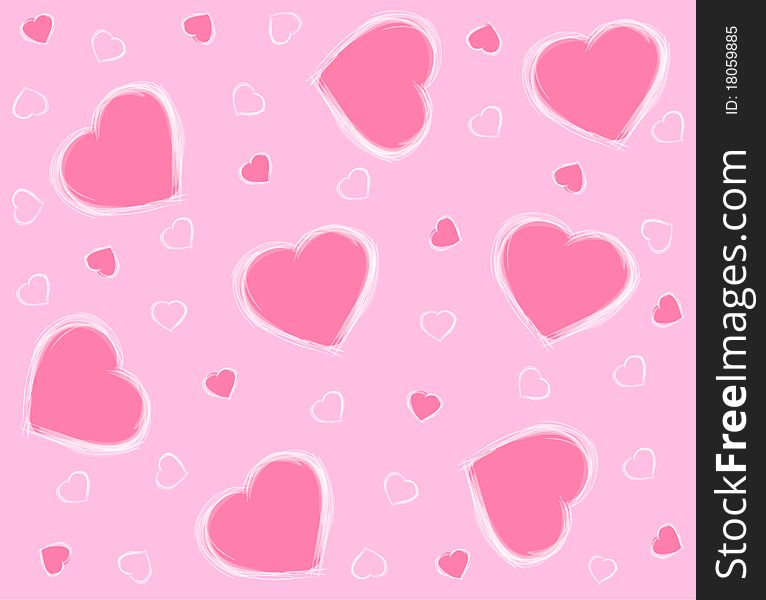 Pink background with hearts