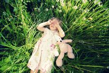 Girl On Grass Royalty Free Stock Photography Girl On Grass Royalty Free Stock Photography